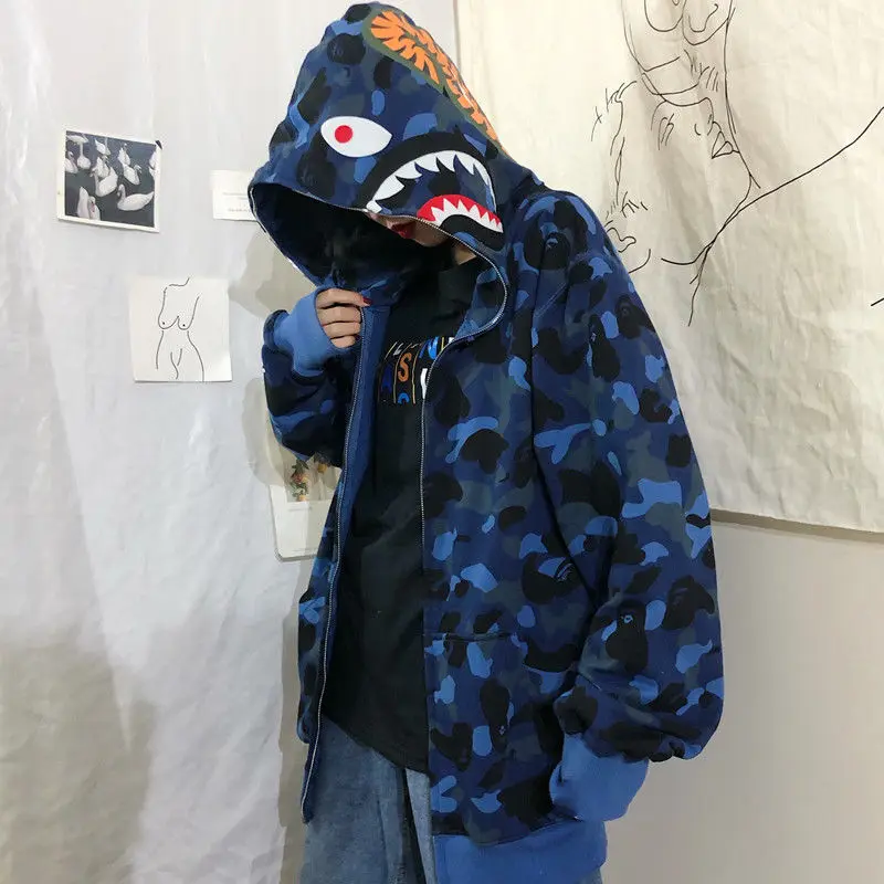 Bape Shark Hoodie Fashion Hip Hop Couple Sweatshirt Jacket Zipper Hoodies 1