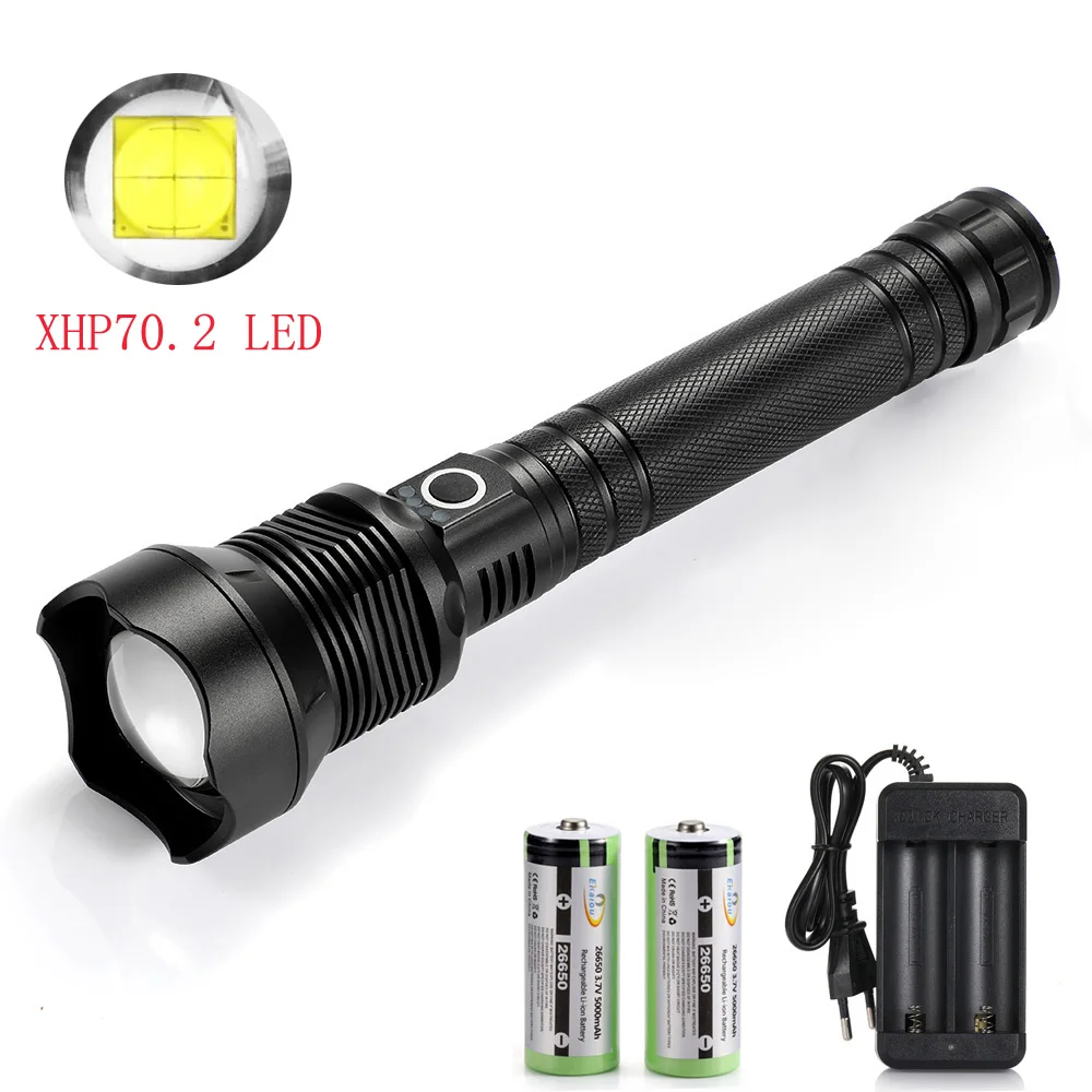 Новинка светодиодный фонарик xhp70.2 самый мощный зум тактический фонарь 18650/26650