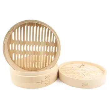 

Food Cooking Bamboo Steamer Handmade Durable Dumpling Snack Steamer Basket With Lid Tray Home Kitchen Cooking Tool