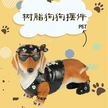 

Creative Home Crafts European Resin Cute Glasses Dog Office Ornaments Animal Model Gift Home Living Bedroom Decoration Accessori