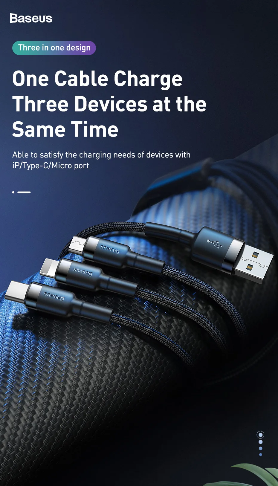 Usb-кабель Baseus 3 в 1 для iPhone, зарядный кабель 1,2 м, Micro USB type C для samsung, Xiaomi, мобильный телефон, все в одном, зарядный кабель
