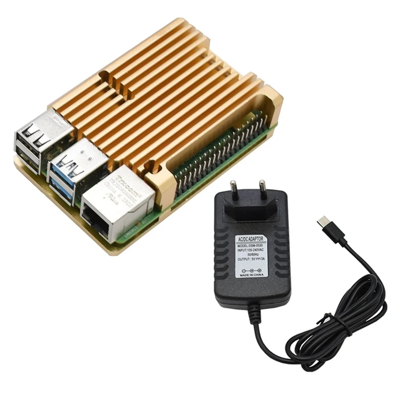 Для Raspberry Pi 4B 2G ram DIY Kit Поддержка 2,4/5,0 GHz wifi Bluetooth 5,0 с алюминиевым ЧПУ сплав защитный Золотой чехол 5V 3A P
