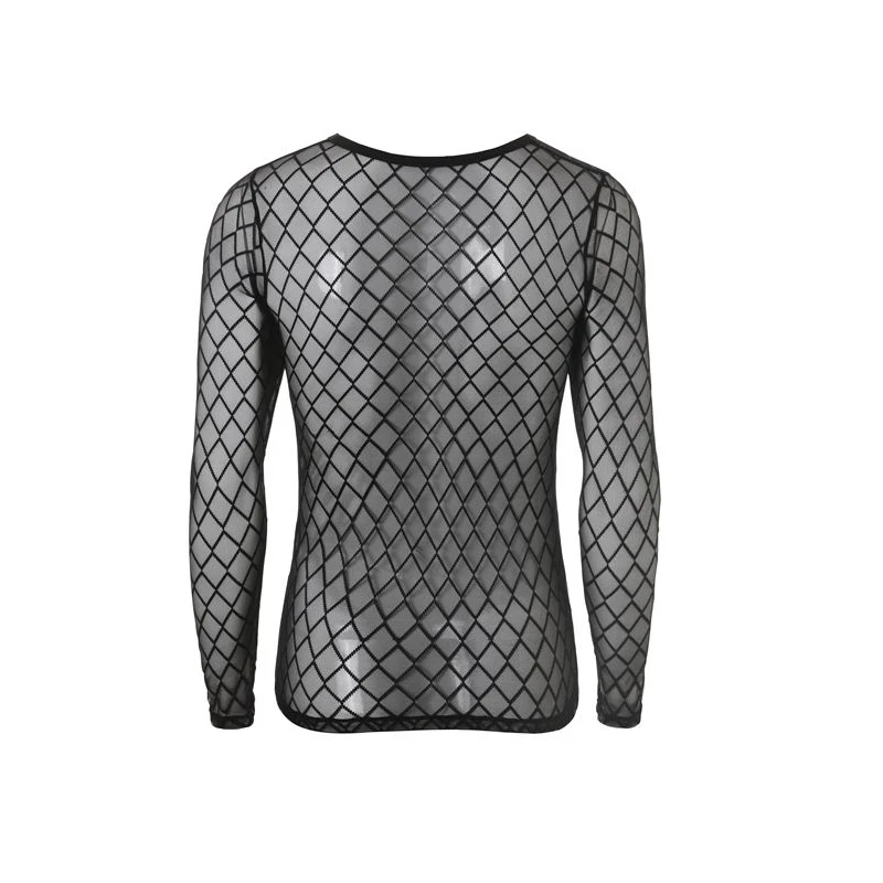 Typisch Verfijning roem Nieuwe Fashion Mens Sexy Transparante Gaas Hemd Utra Dunne O-hals Diamant  Mesh Lange Mouwen Fitness T-shirt Mannen Vest - AliExpress Underwear &  Sleepwears