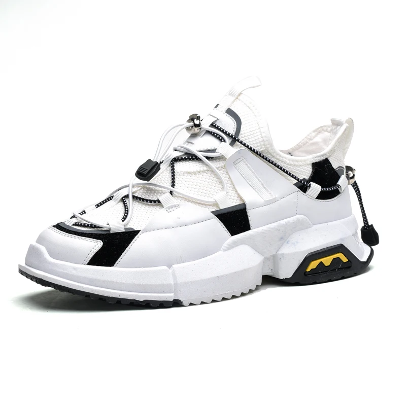 white sneakers shoes Новое поступление; обувь для папы; светоотражающие мужские дышащие ботинки для бега; спортивная мужская обувь; Прогулочные кроссовки; удобная обувь; 43 - Цвет: white sneakers shoes