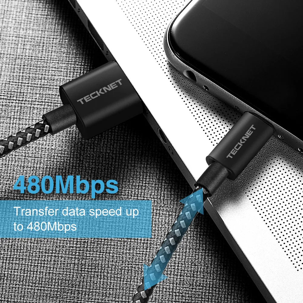 TeckNet Micro USB кабель 2.4A зарядный кабель для мобильного телефона нейлоновая оплетка синхронизация высокоскоростное Зарядное устройство USB кабель для samsung/htc/sony