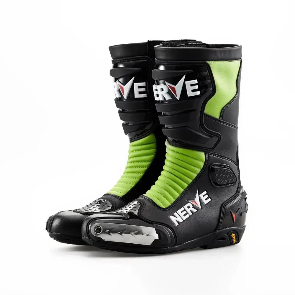 

NERVE Motorcycle Racing Men's Boots Stylish Black Cowhide Leather Ankle Protecion Waterproof/ Motorbike Riding Shoes/ Scooter