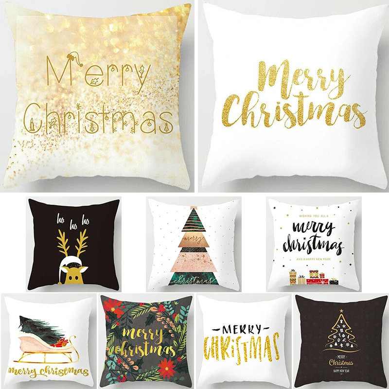 18Christmas Pillow Case Santa Fiber Peach Sofa Throw Cushion Cover Home Decors