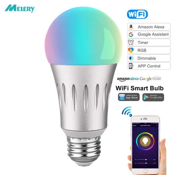 

Wifi Smart Light LED Bulbs 7W E26/E27 Lamp 600lm Equivalent 60W RGBW Dimmable Warm White Color Work with Alexa Google Home