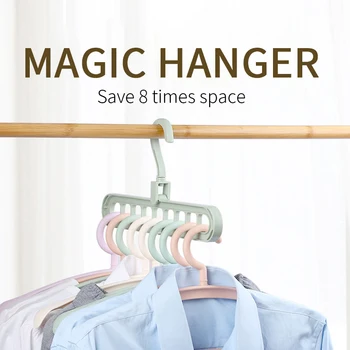 

1PC Multifunctional Magic Hanger With Nine Holes Rotating Folding Clothes Storage Rack Balcony Wardrobe Home Storage Supplies