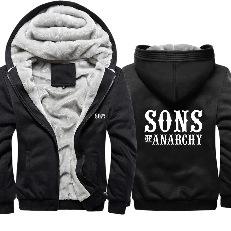 SOA Sons of толстовки анархия Мужские Зимние флисовые Утепленные Пальто толстовка на молнии с принтом SAMCRO мужские толстовки с капюшоном - Цвет: 803