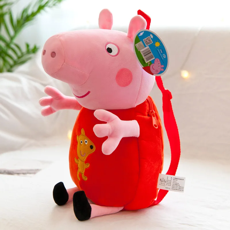 Оригинальные детские сумки peppa pig 44 см 38 см, плюшевые рюкзаки для детей, подарок на день рождения, подарок, горячая Распродажа - Цвет: Red