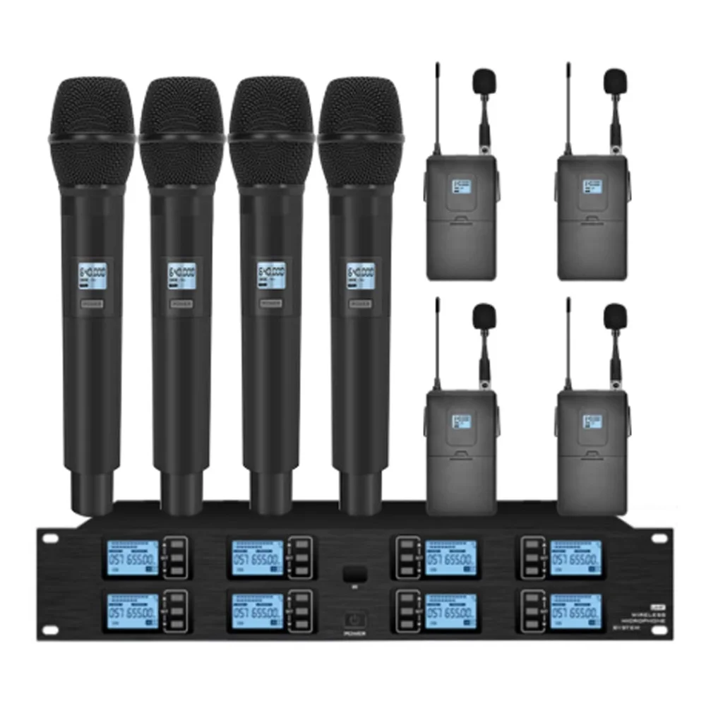 Professional UHF wireless microphone 8 channel handheld microphone lavalier stage performance conference wireless lavalier microphone wireless handheld microphone