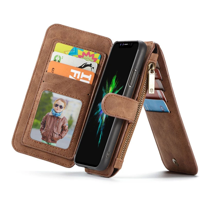 

Leather Wallet Case For iPhone 11 Pro X XS Max XR 8 7 6 6s Plus 5 5s SE Cover Flip Cases 14 Cards Holder Clutch Bag Men Wallets