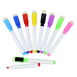 Stylos magnétiques de couleur, 8 pièces, tampons magnétiques pour tableau blanc, gommes intégrées, fournitures d'écriture, marqueurs pour tableau blanc 