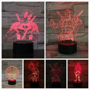 

3D Lamp Marvel Comics Superhero Deadpool Kids Night Light LED Bedroom Deco Holiday Gift The Avengers Child Table Night Lamp 3D