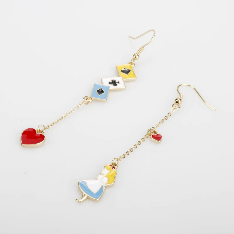 2019-Fashion-Women-s-Earring-Anime-Cute-Enamel-Alice-Wonderland-Princess-Love-Heart-Bunny-Asymmetric-Bangles (1)