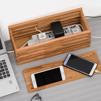 

Wooden Wire Storage Box Home Power Cord Cable Storages Safety Socket Socket Board Container Power Board Storage Box
