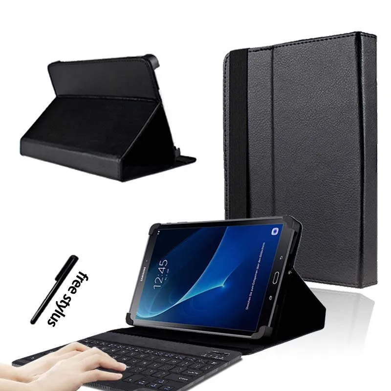 KK&LL для samsung Galaxy Tab A A6 10,1 T580 T585()-кожаный чехол-подставка для планшета+ bluetooth-клавиатура - Цвет: Black