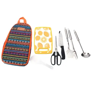 

7pcs/set Outdoor Camping Hiking Picnic Tableware Set Aluminum Camping Cutlery Outdoor Portable Suit With Bags