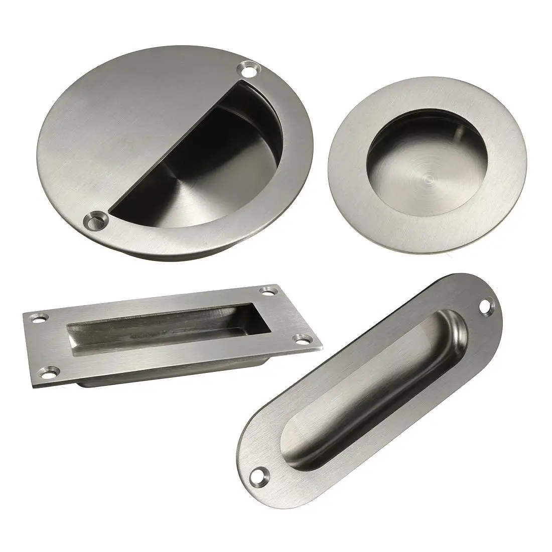 

1pcs Stainless Steel Door Handle Embedded Handle Flush Recessed Pull Satin Circular Oval Rectangular
