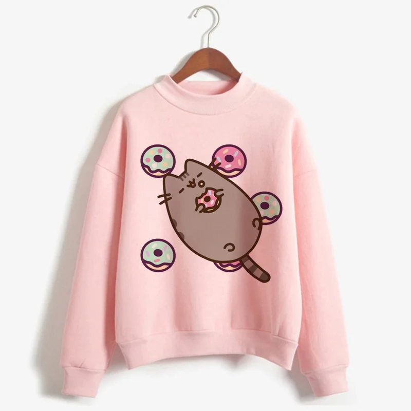 Kawaii Pusheen Кошка веселое Harajuku толстовки с принтом в виде героев мультиков, Для женщин Ullzang милый корейский стиль Толстовка, осень-зима 90s теплый с капюшоном Женский - Цвет: H1764