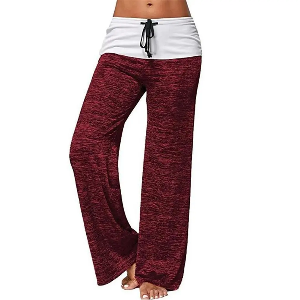 Yoga Pants Women's Stitching Yoga Casual Quick-Drying Sports Trouser Outdoor Leisure Wide-Leg Pants Trousers