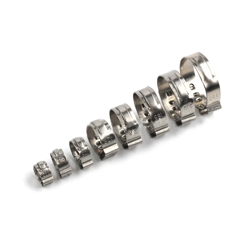 304 스테인레스 스틸 싱글 이어 스텝리스 호스 클램프, 5.8-23.5mm 호스 클램프, 신치 클램프 링, 45 PCs, 80PCs
