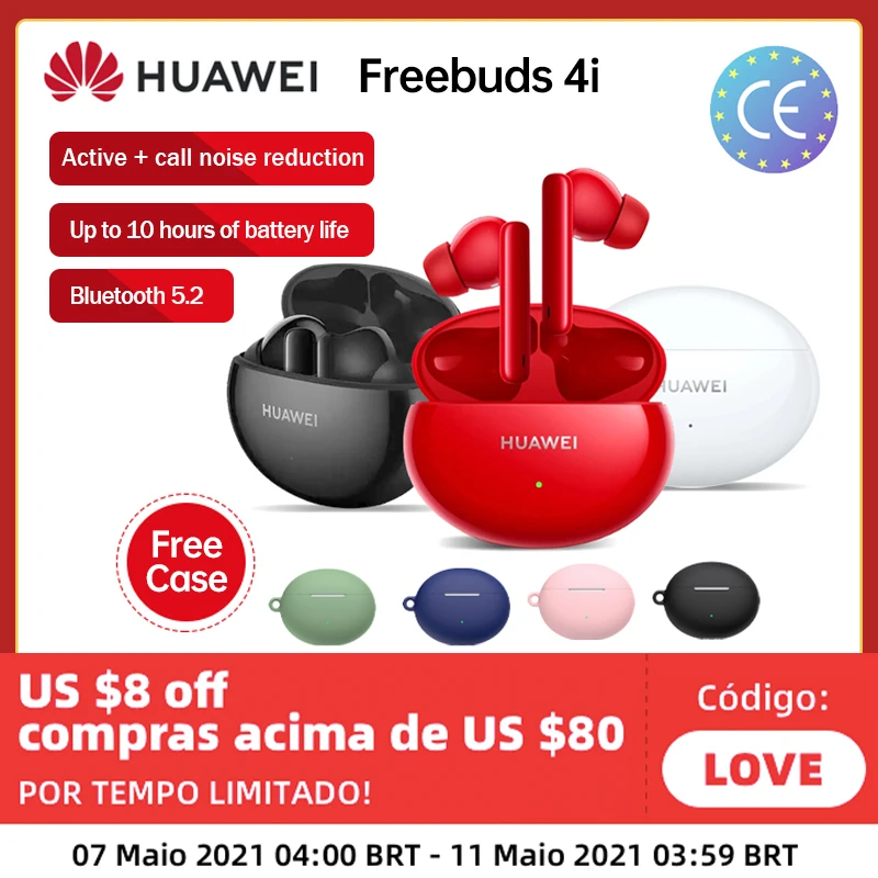 Versão global huawei freebuds 4i 4 i sem fio fone de ouvido ativo redução chamada bluetooth 5.2 fones de ouvido quente na rússia