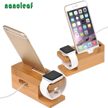 

Watch Box Phone Holder Stand Wood Box for Apple Watch Stand Charging Table Base Bamboo Stand for iWatch 42MM 38MM Series 1 2 3