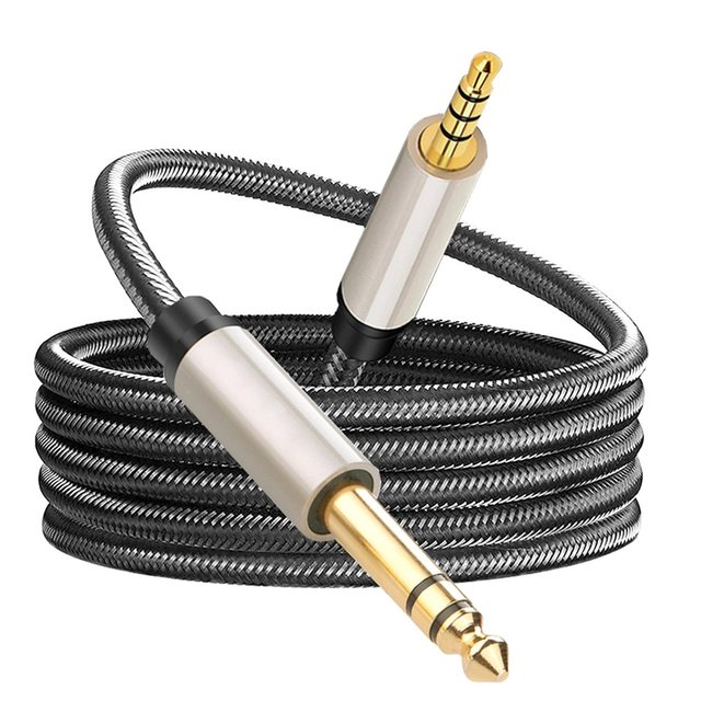 to 6.35mm Adapter Aux Cable for Mixer Amplifier CD Player Speaker Gold Plated 3.5/6.35 Jack to Jack Male Audio Cable