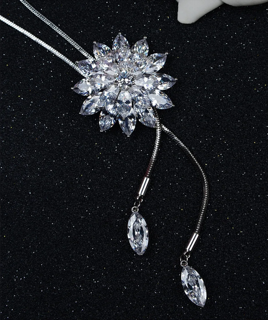 Новинка, распродажа, длинное ожерелье с Башней,, модные ювелирные изделия с кристаллами из сваровски, женские вечерние Цветы из бисера