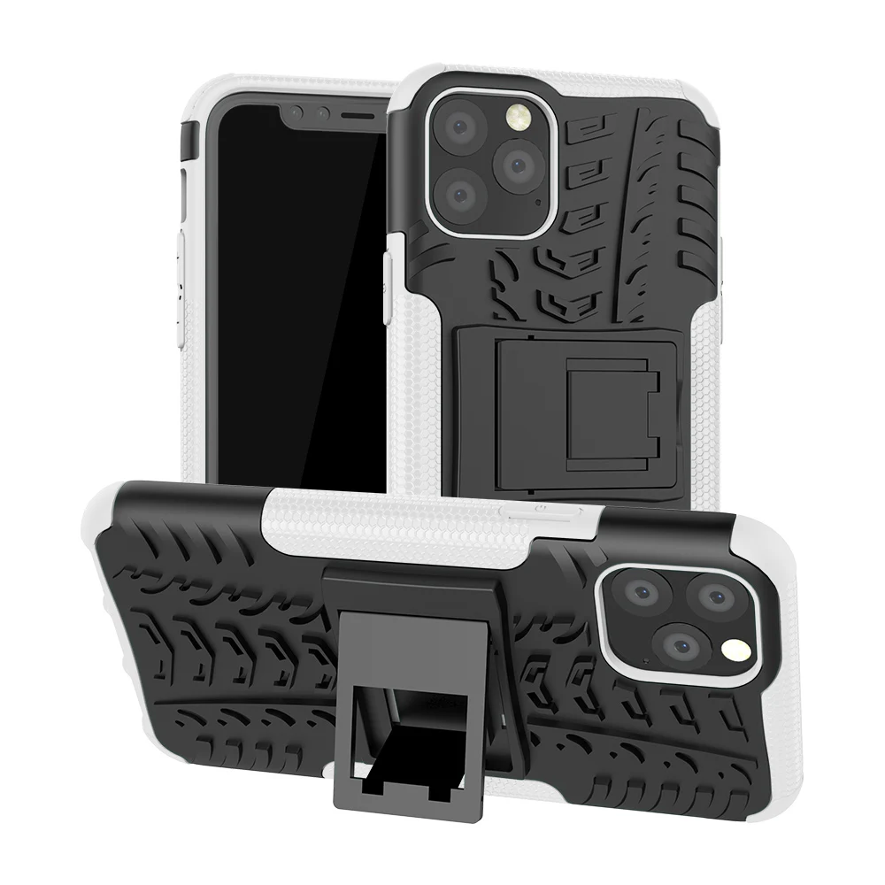 White Рисунок шины Чехол для iPhone 11 Pro Max анти-шок non-slip Прочный Гибридный чехол с подставкой для iPhone X Xs XR 6 7 8 плюс защитный чехол - Цвет: White