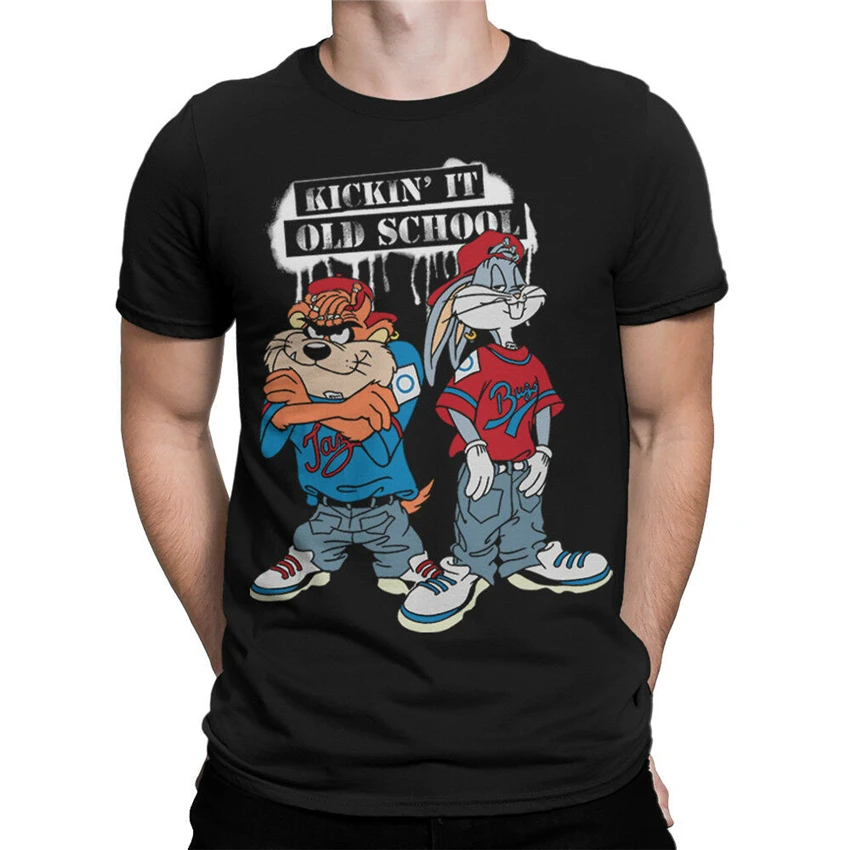 Taz &amp Bugs Банни старошкольное искусство футболка Looney Tunes для фитнеса всех размеров