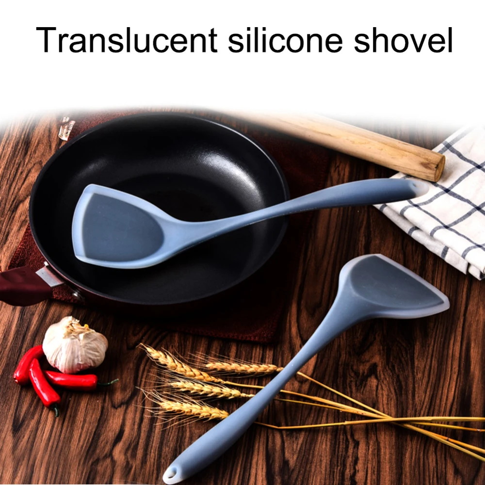 3PCS Silicone Cooking Shovel Nonstick Kitchen Spatula Long Handle Shovel Thickened Cooking Scraper Wooden Handle Cooking Tools