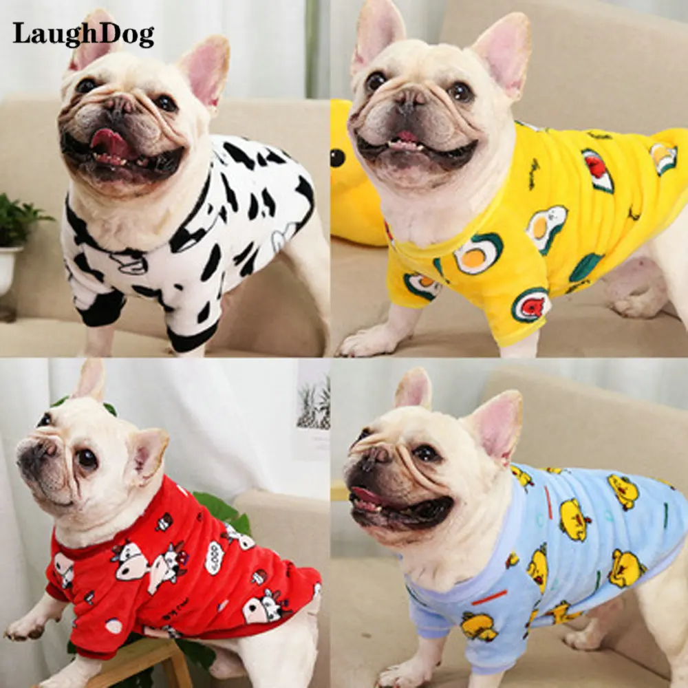 French Bulldog Hoodie Dog Clothes Warm Sport Cozy Patterned Pet Puppy Pugs  Coat