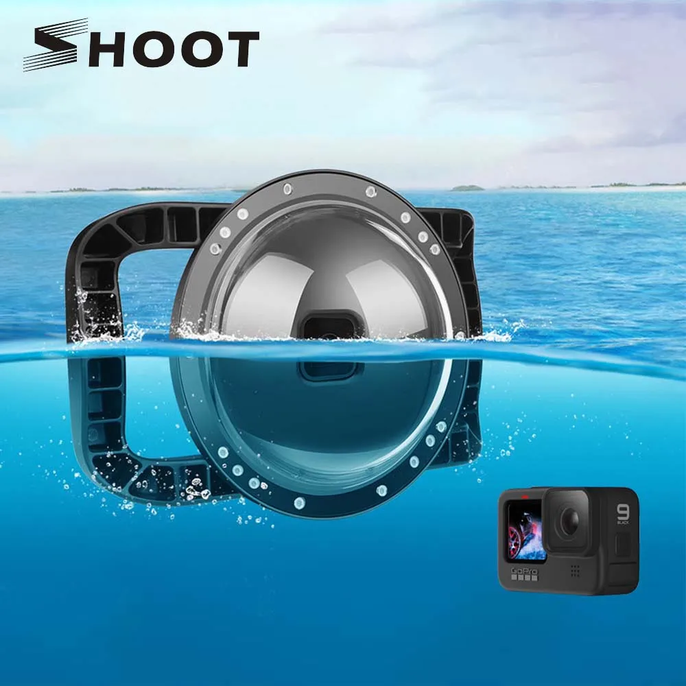 SHOOT for GoPro 9 Diving Dome Port with Dual Handle Trigger Underwater Waterproof Housing Case Lens Cover for GoPro Hero 9 Black