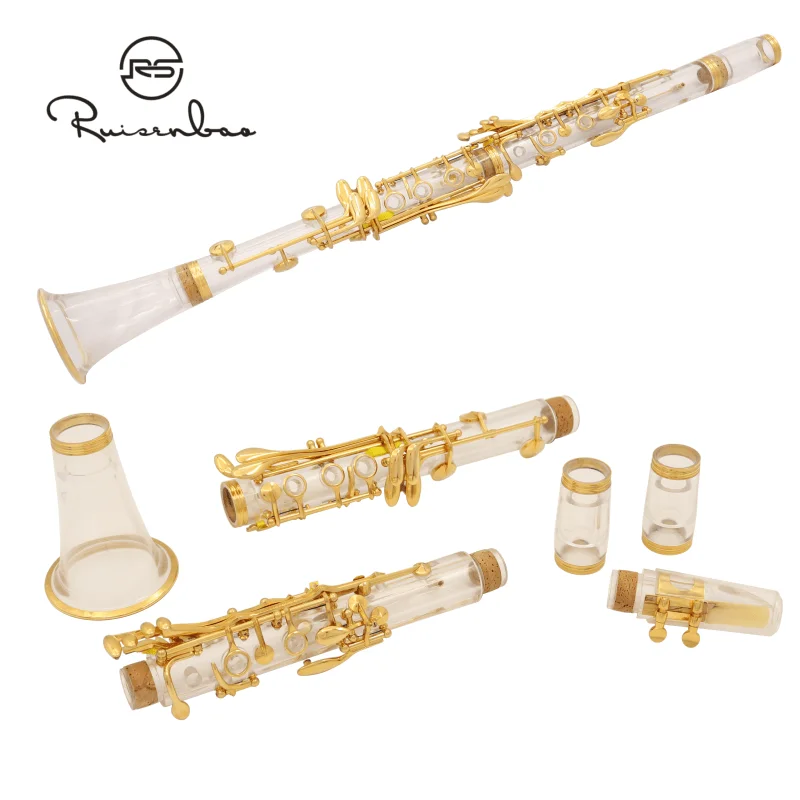 Silver plated Gold plated Bb clarinet acrylic transparent tube body excellent timbre