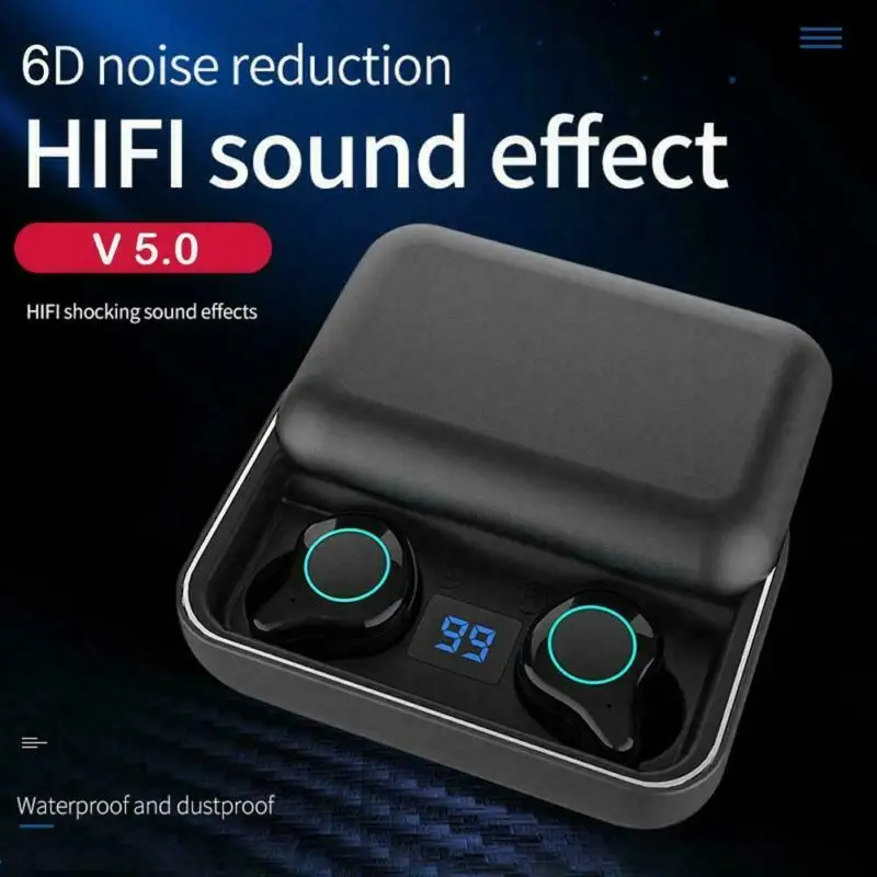 V5.0 Bluetooth стерео наушники беспроводные IPX7 водонепроницаемые сенсорные наушники гарнитура 2600 мАч батарея светодиодный дисплей USB чехол для зарядки