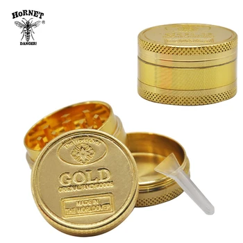 

HORNET Gold Coin Grinder Zinc Alloy Herb Grinder 40MM 3 Piece With Diamond Teeth Tobacco Herb Grinders Spice Crusher