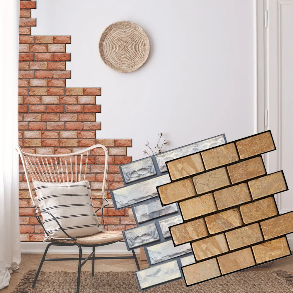 

30x30cm 3D Tile Brick Wall Sticker Decor Waterproof Self-adhesive Waterproof Foam Panel Backdrop Decor Wall Sticker