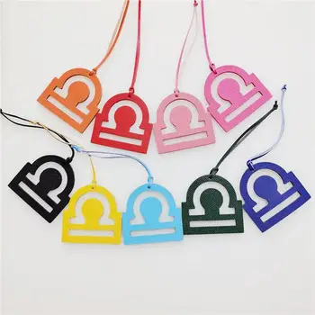 

Classic Constellation Chains Real Leather Libra For Couple/Lover Gift Charm Bag Pendant Accessories Car Key ring Keychains 2020