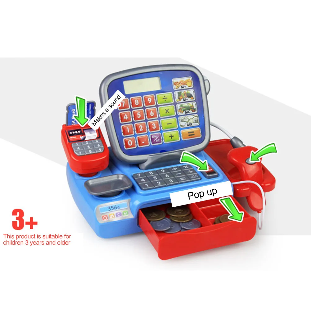 Дети шоппинг моделирование кассовый аппарат со сканером взвешивания Весы ролевые игры игрушка электронная мебель проверка детские игрушки#40