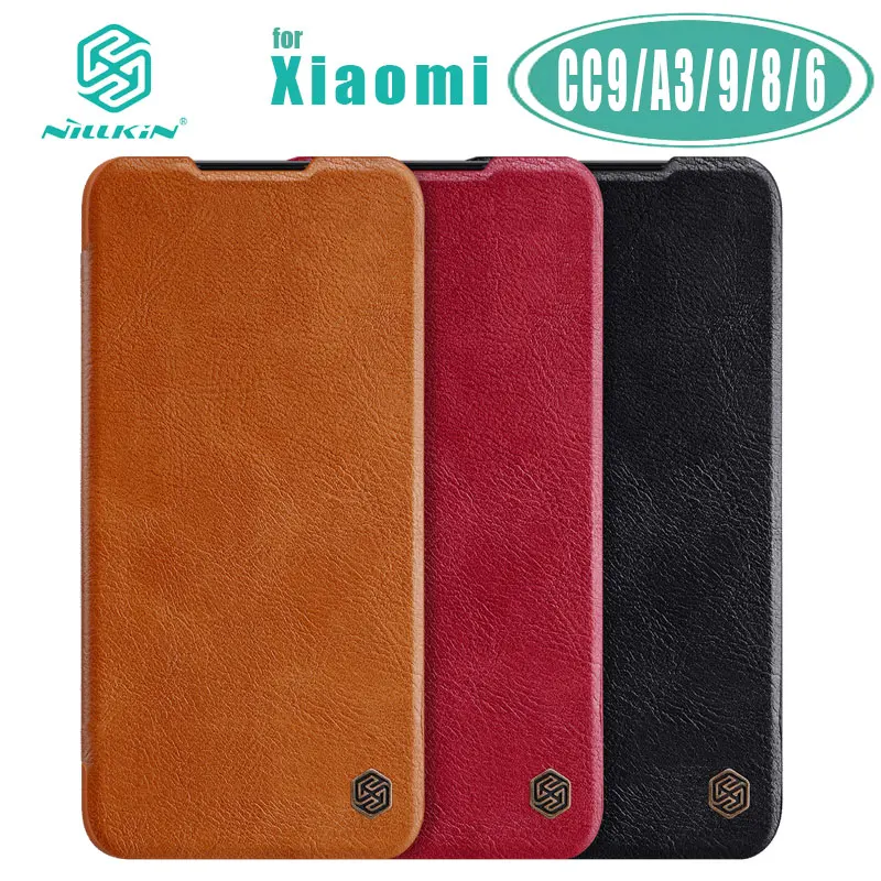 Флип чехол NILLKIN Qin для Xiaomi Mi CC9 A3 9T Pro 9 кожаный с кармашком карт накладка Explore SE 8