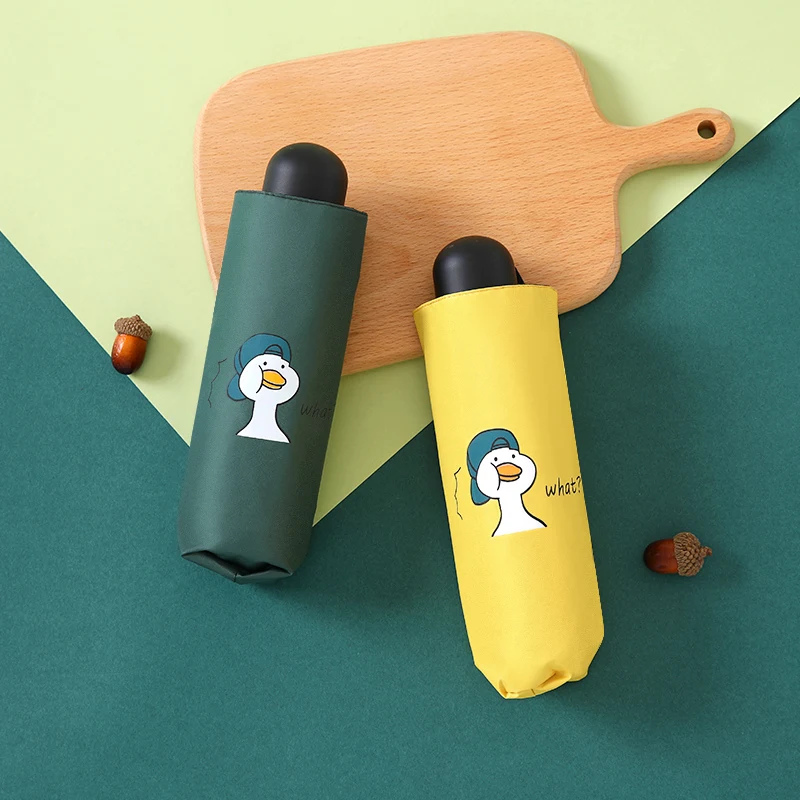 

Cute duck clear fresh umbrella Sunny and rainy sunscreen umbrella for male and female students cartoon umbrella