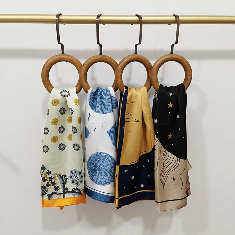 

Original design spring and summer new ins style digital printing star imitation silk scarf shawl femme foulard kerchief hijab