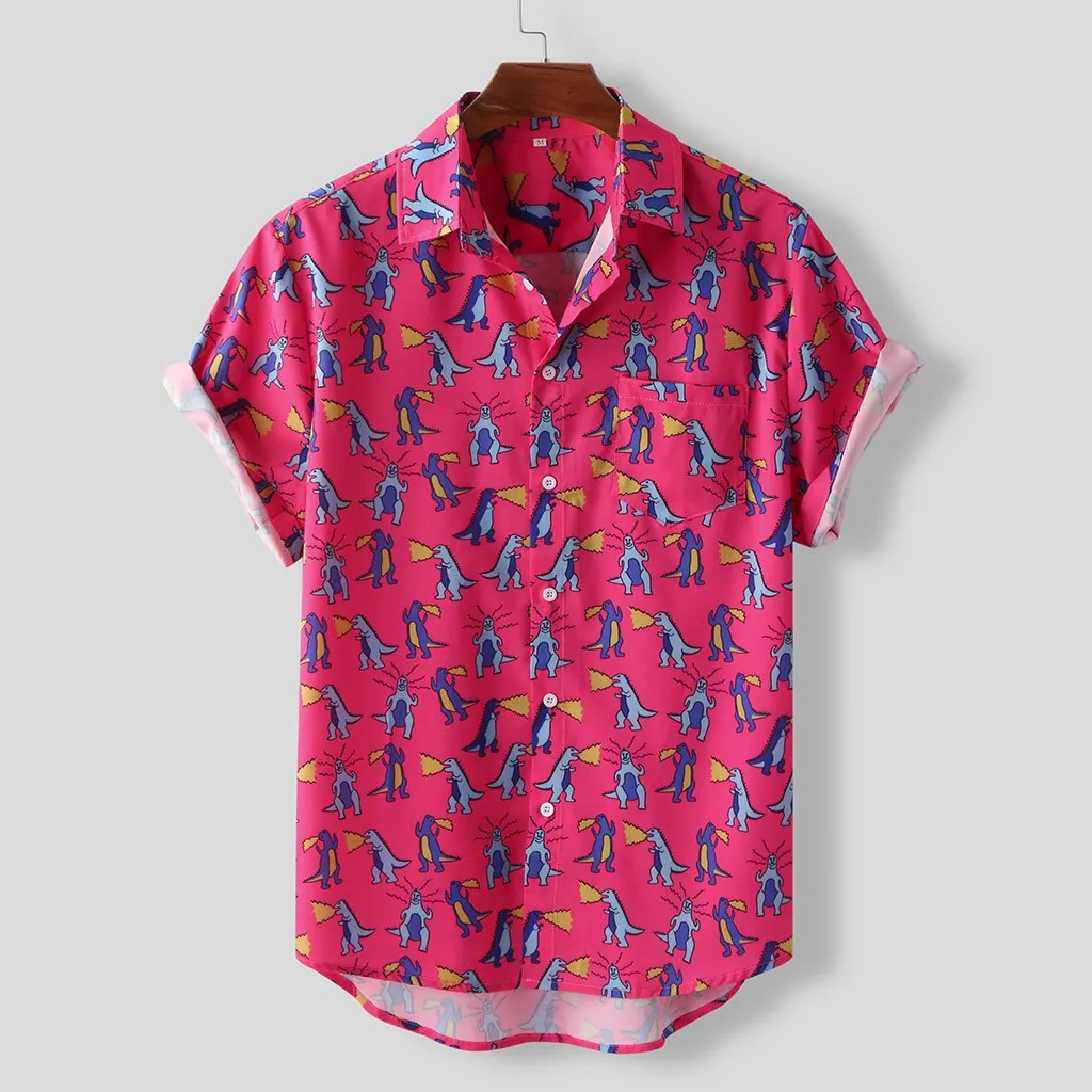 2020 New Pink Men's shirts Tops Summer Short Sleeve Loose Buttons Hawaiian Casual Shirt Blouse men clothing Tops chemise homme 2020 New Pink Men's shirts Tops Summer Short Sleeve Loose Buttons Hawaiian Casual Shirt Blouse men clothing Tops chemise homme