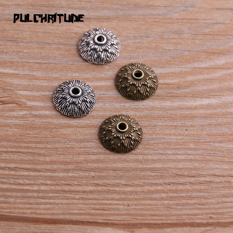 

PULCHRITUDE 50pcs 4*12*12mm Two Color Receptacle Hollow Small Flower DIY Spaced Jewelry Accessories Charms For Jewelry Making
