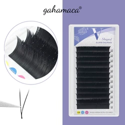 GAHAMACA V Shape Eyelash Extension Premade Volume Fan Y YY Eyelashes Cílios Individual Silk V Type Ellipse Flat Lashes Extension