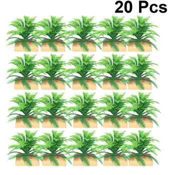 

20PCS Imitation Bushes Fake Green Plants Greenery Grass with Base for Beach Hawaiian Party Home Decoration
