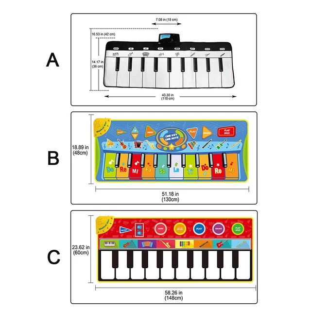 3 Types Big Size Music Piano Carpets & Multiple Musical Instruments Sounds Play Mat Educational Toys for Kids Gift 6